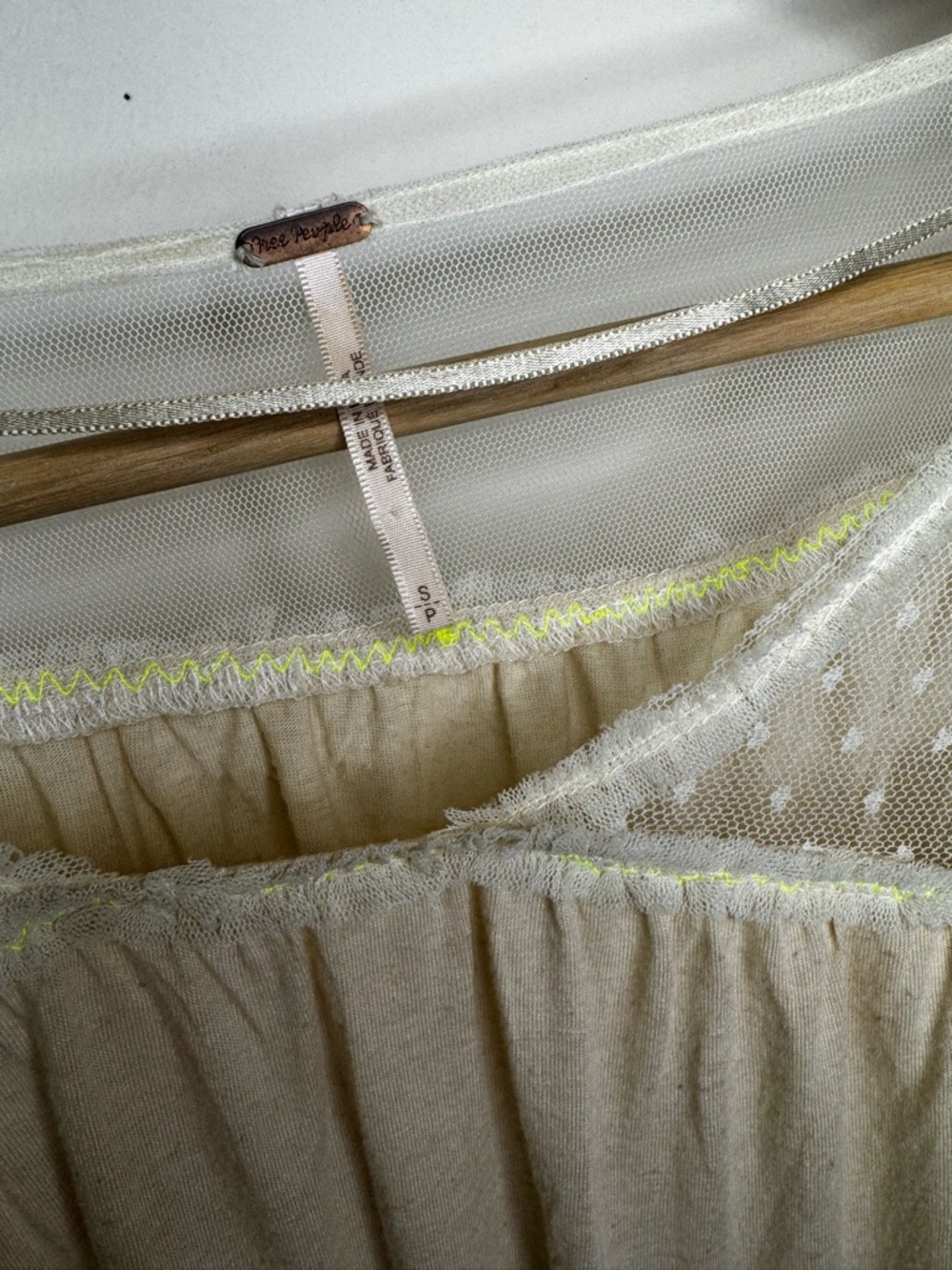 Free People Cream Sheer Embroidered Sleeve Blouse - Picture 5 of 7